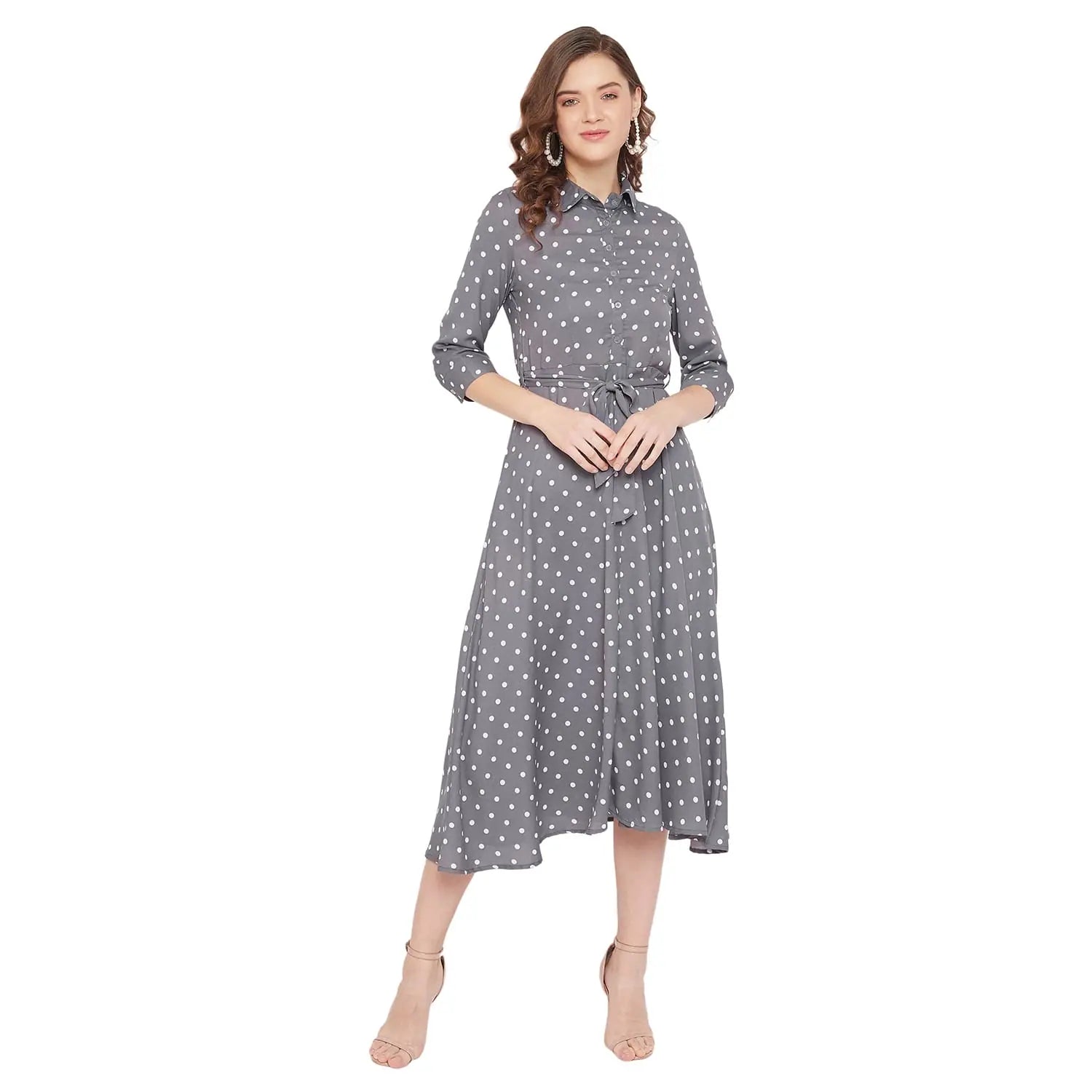 Summer Sale Adults-Women Grey A-Line Dress