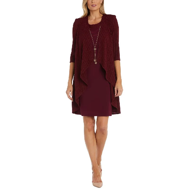 Urban Femme Streetwear R&M Richards Womens Plus Metallic Duster Two Piece Dress