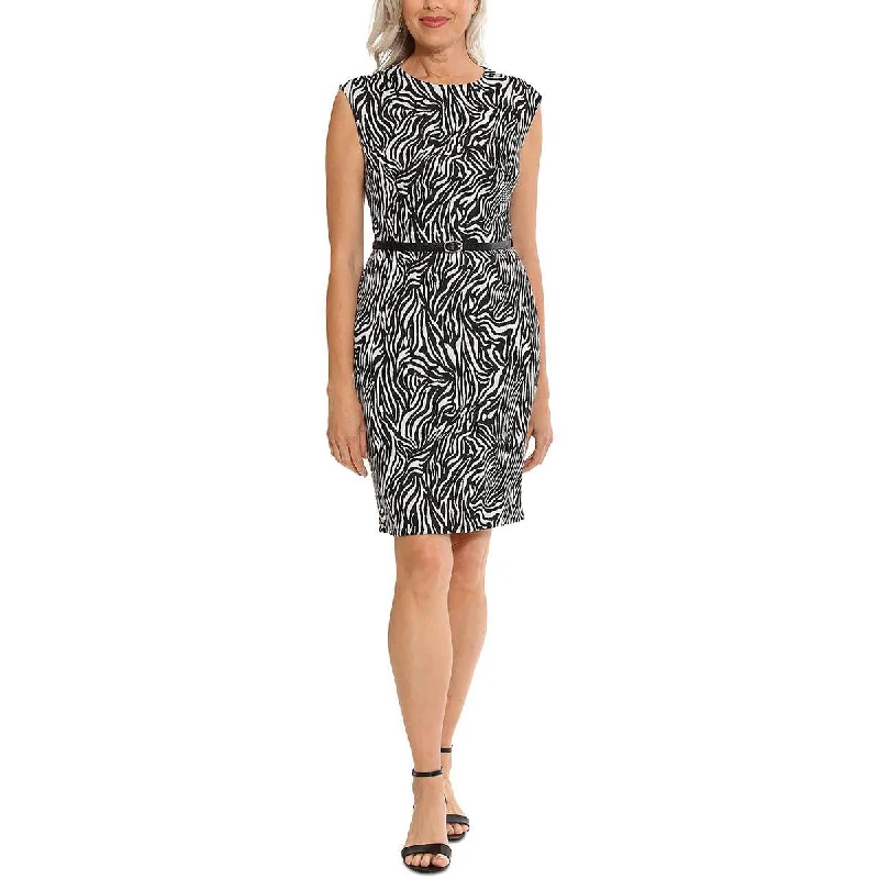 Holiday Discount London Times Womens Petites Animal Print Above Knee Sheath Dress