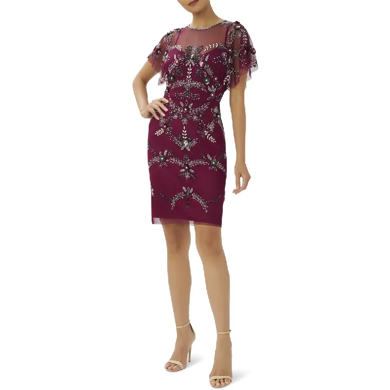 Women's Clothing for Every Occasion Adrianna Papell Womens Beaded Mini Sheath Dress