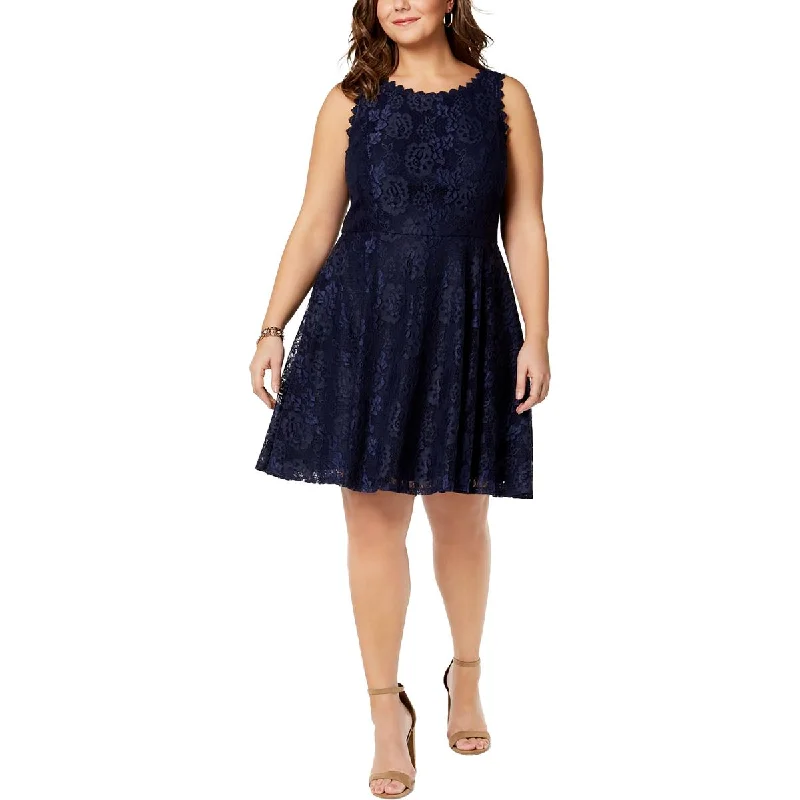 Best Clearance Sales Right Now City Studio Womens Plus Lace Knee-Length Fit & Flare Dress