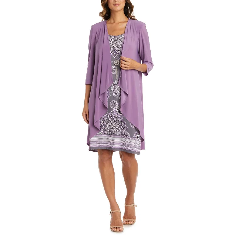 Elegant Clothing R&M Richards Womens Printed Jacket Two Piece Dress