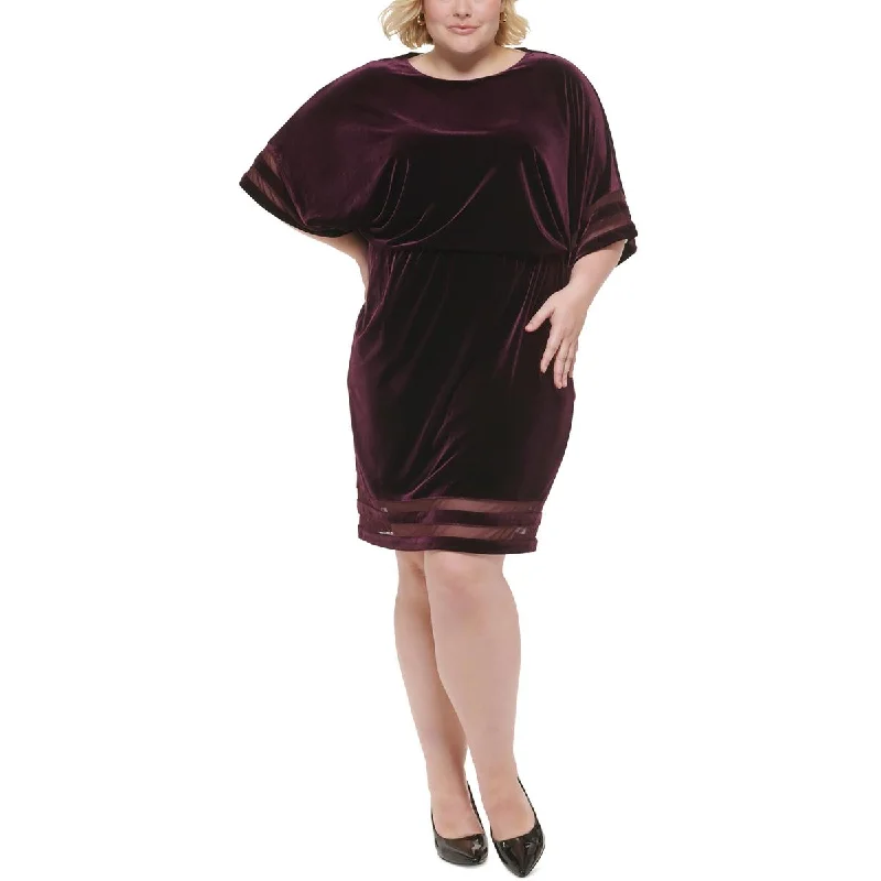 Trendy Boutique Online Jessica Howard Womens Plus Velvet Knee-Length Sheath Dress