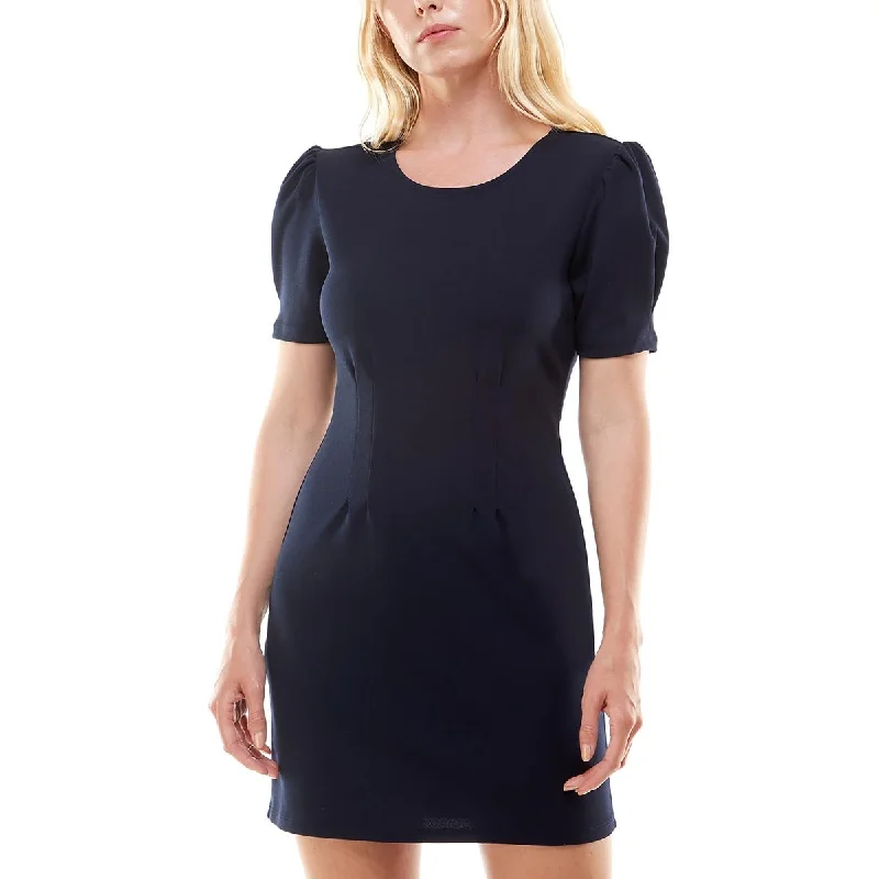 Women's Fashion Clothes Speechless Womens Juniors Puff Sleeves Jewel Neckline Fit & Flare Dress
