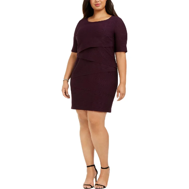 Women's Sporty Clothes Connected Apparel Womens Plus Jersey Tiered Sheath Dress
