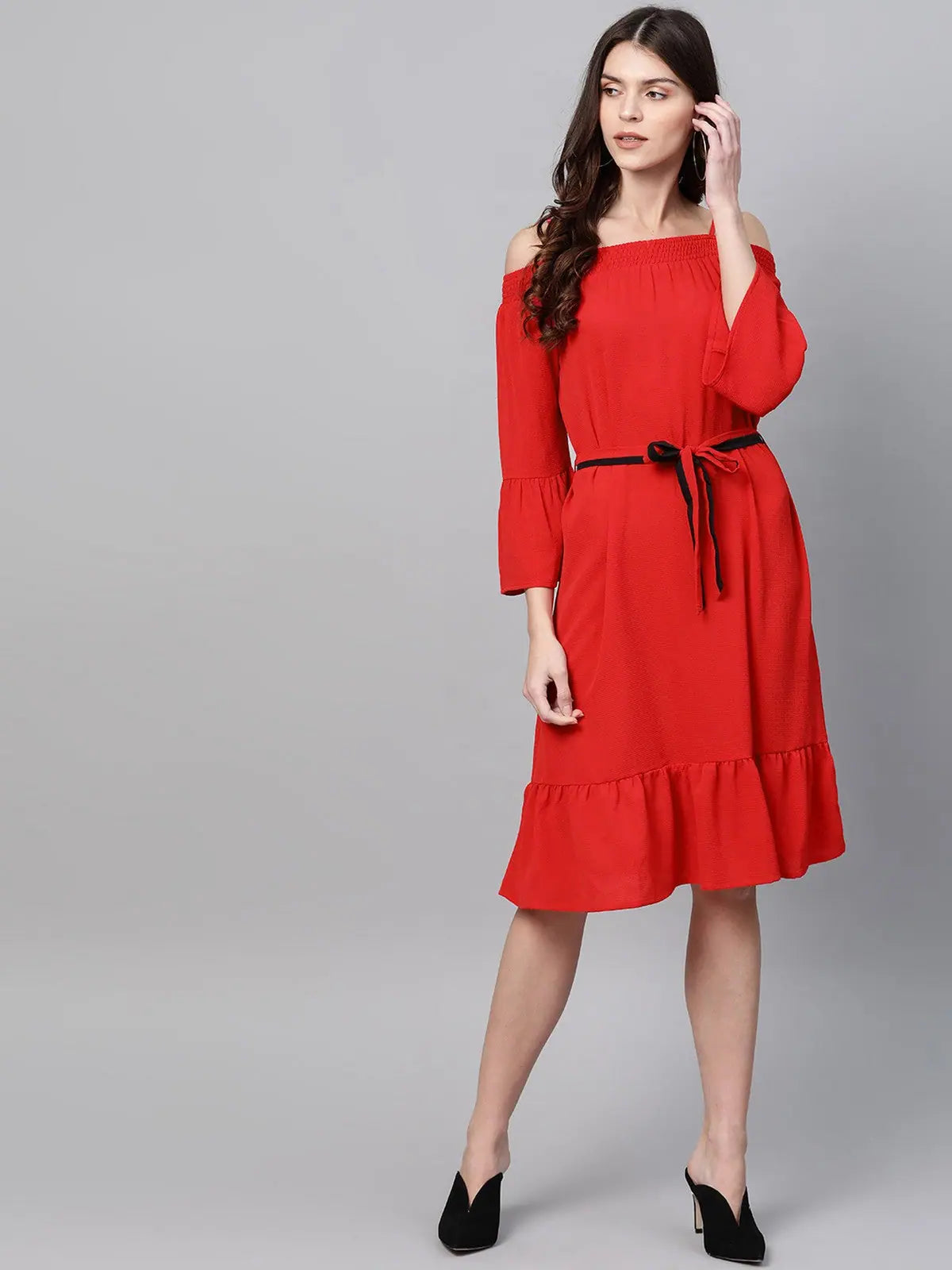 Vintage-Inspired Women's Clothes Strappy Off-Shoulder Dress