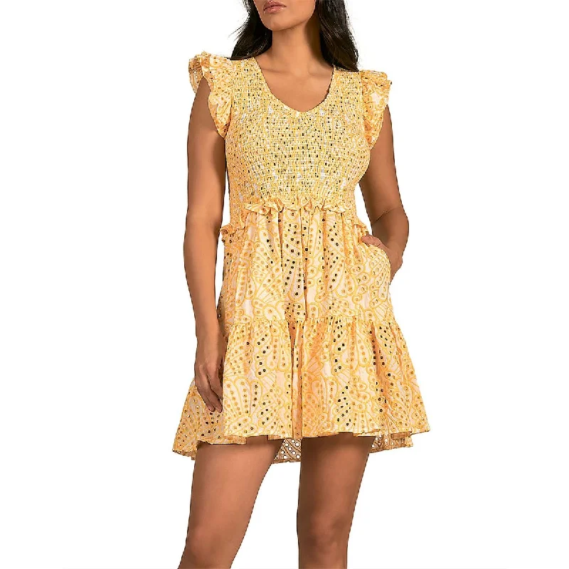 Women's Stylish Outerwear Elan Womens Cotton Smocked Babydoll Dress