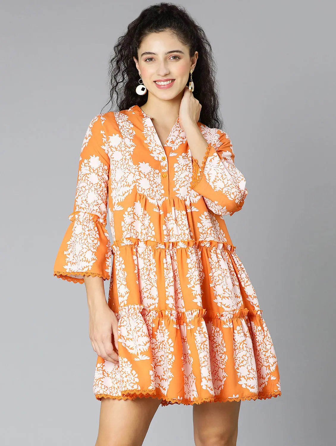 Preppy Style Clannish Fashioned Tropical Print Women Dress