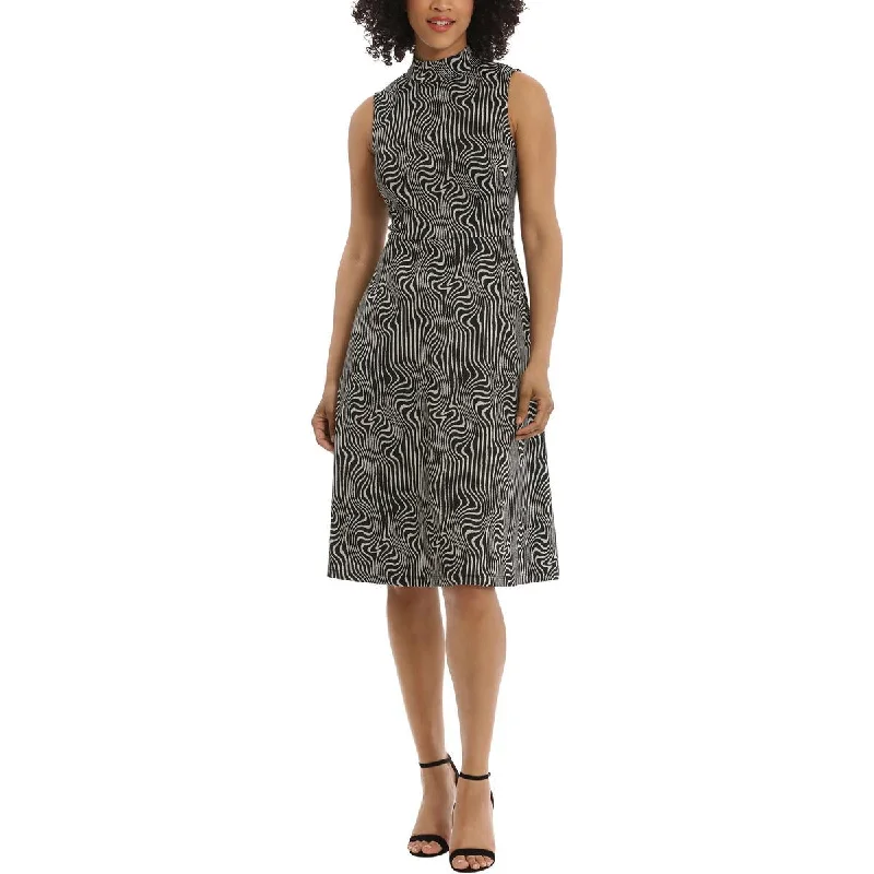 Timeless Women's Clothing Maggy London Womens Knit Printed Fit & Flare Dress