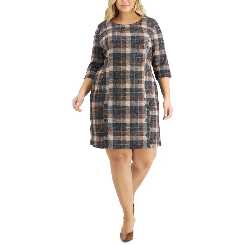 Workwear Fashion for Women Connected Apparel Womens Petites Plaid  Wear To Work Dress