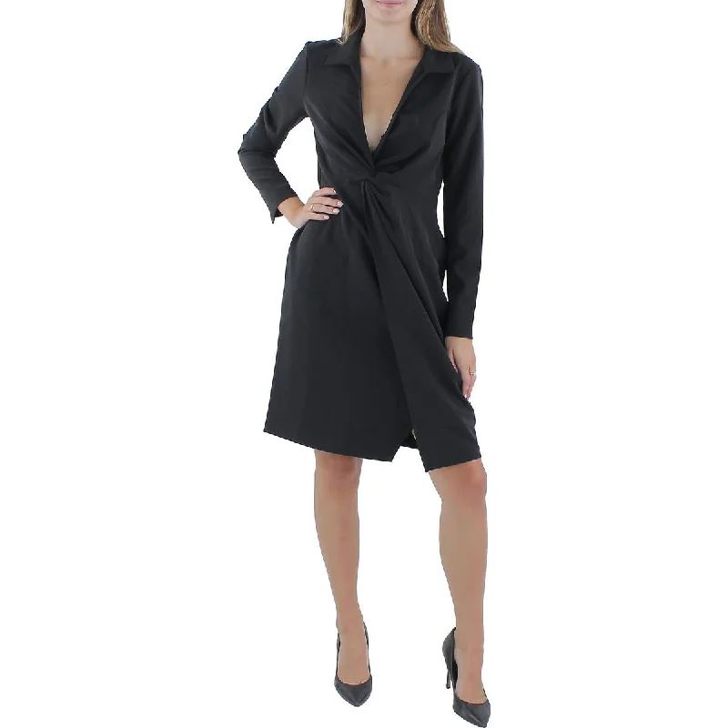 Elegant Women's Clothing Donna Karan Womens Crepe Twist Front Sheath Dress