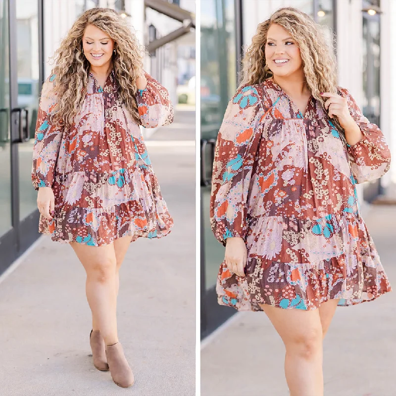Affordable Women's Clothing Sale Online Trust Your Vibes Dress, Brown