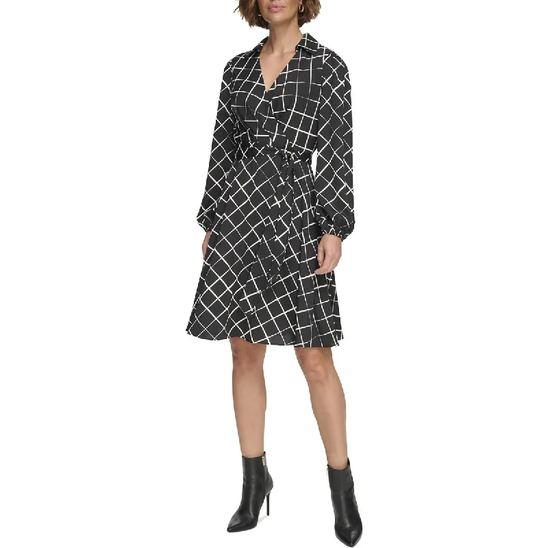 Women's Clothing DKNY Womens Window Pane  Wear To Work Dress