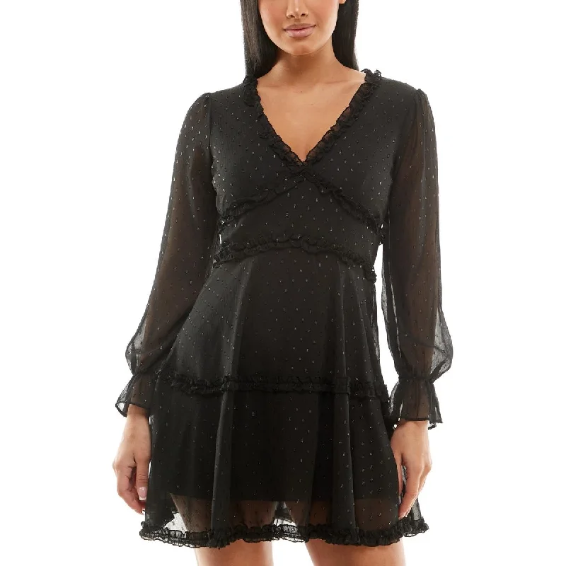 Premium Fashion B. Smart Womens Juniors Mini Ruffled Fit & Flare Dress