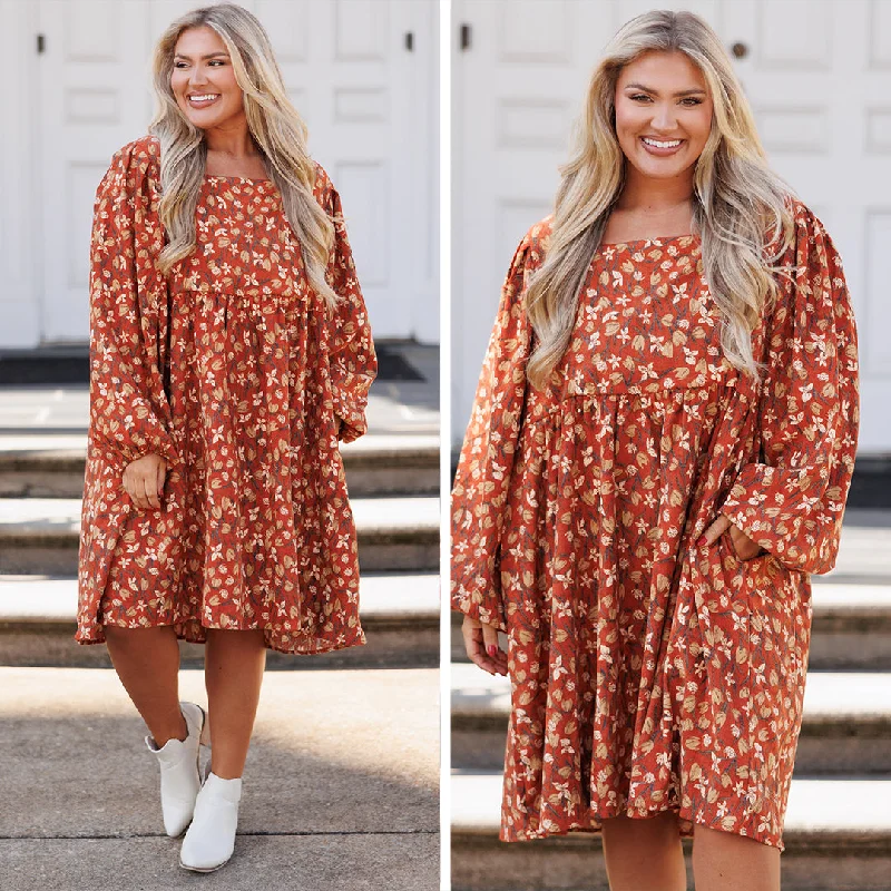 Fashionable Women's Wardrobe Moments Of Love Dress, Rust