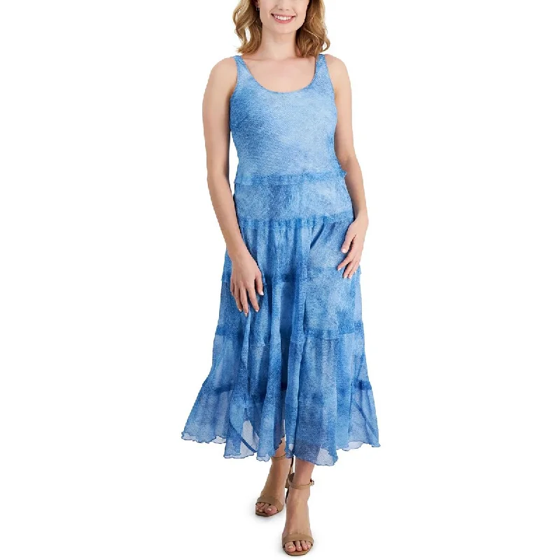 Trendy Women's Apparel for All Seasons Jones New York Womens Plus Multi Tiered Sleevelss Fit & Flare Dress