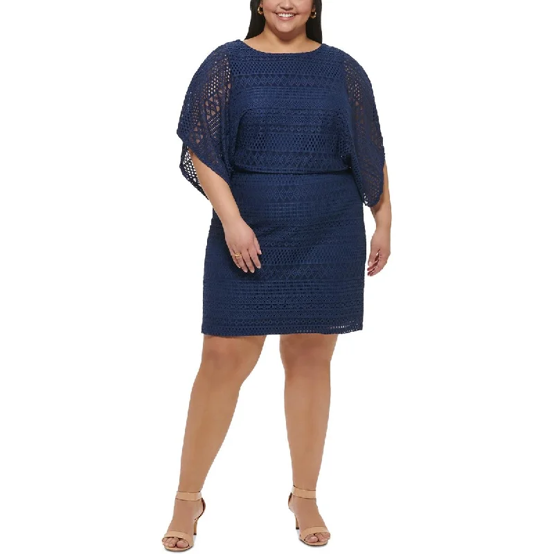Colorful Clothing Jessica Howard Womens Plus Crochet Sheath Dress