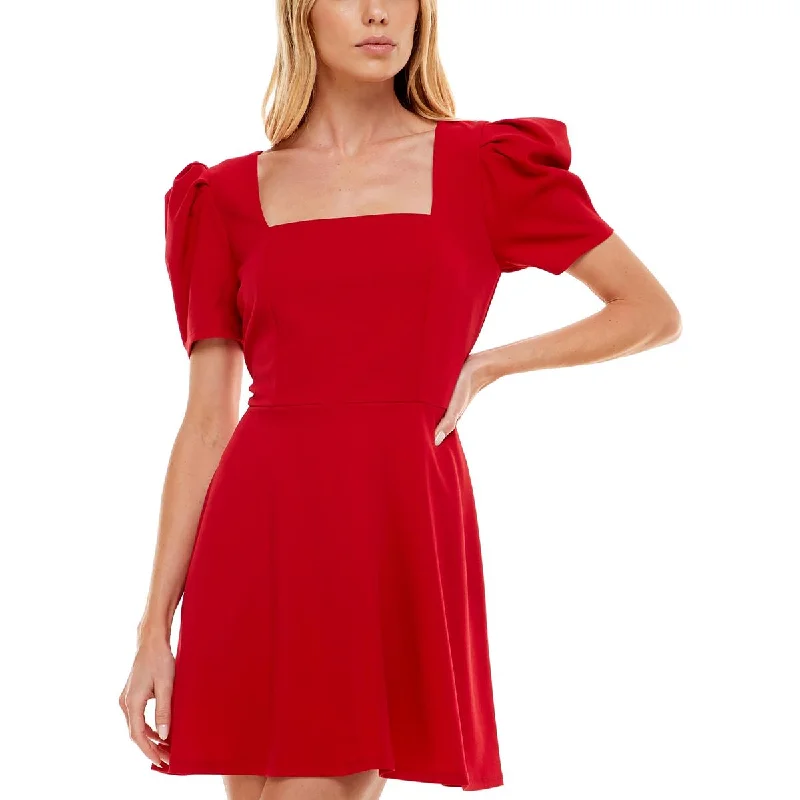 Clothing Woman Speechless Womens Square Neck Puff Sleeves Fit & Flare Dress