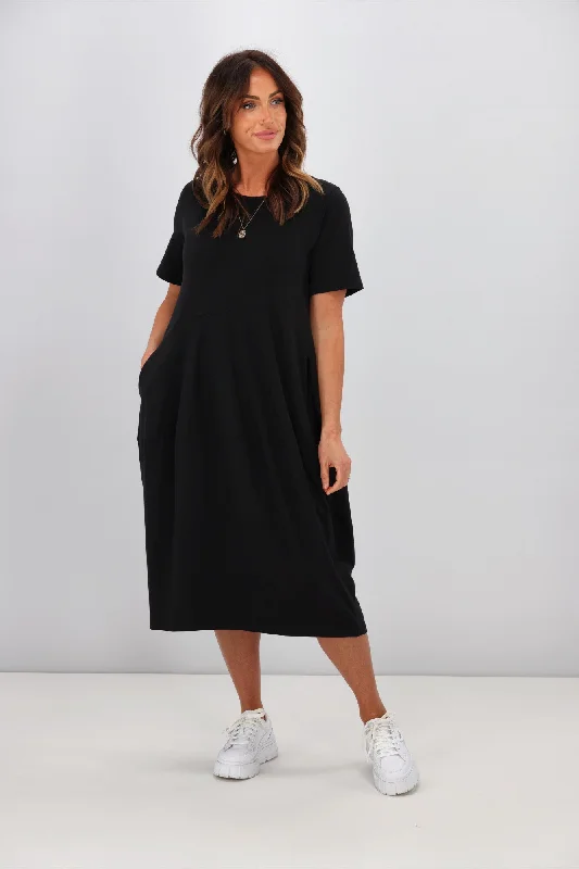 Flash Discount Tirelli Short Sleeve Diagonal Dress Black
