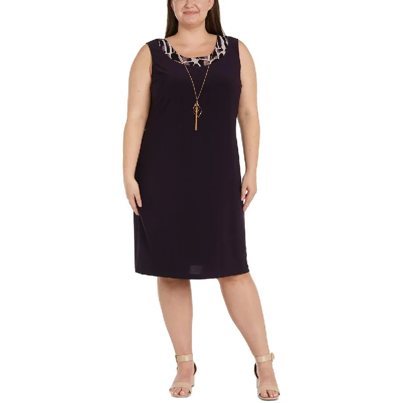 Women's Clothing With Trendy Designs R&M Richards Womens Plus Contrast Trim  Sheath Dress