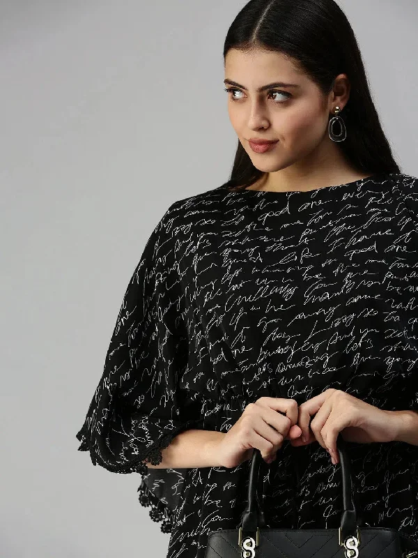 Sale Clothes Online Women Black Printed A-Line Dress-AE-9917-Blackwhite