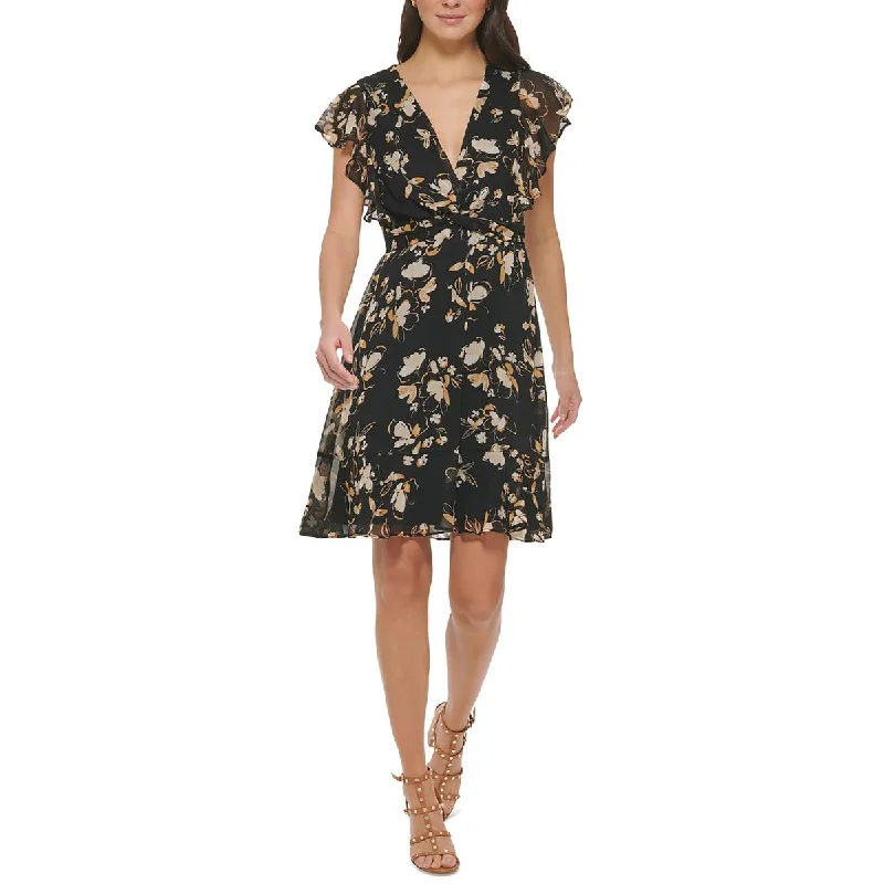 Women Clothing DKNY Womens Font Twist  Fit & Flare Dress
