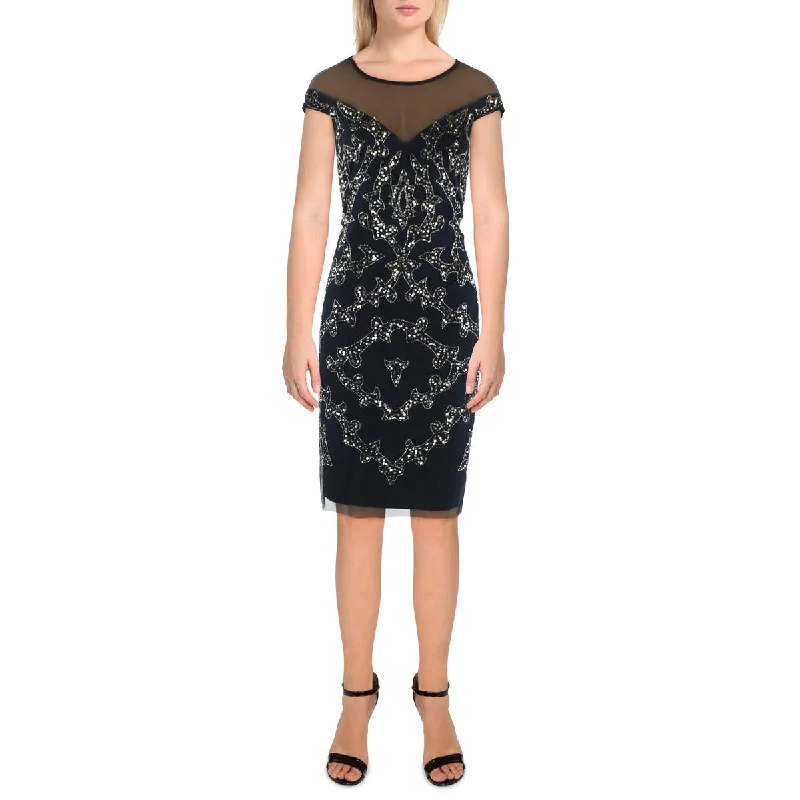 Flash Sale Online Papell Studio by Adrianna Papell Womens Illusion Short Sheath Dress