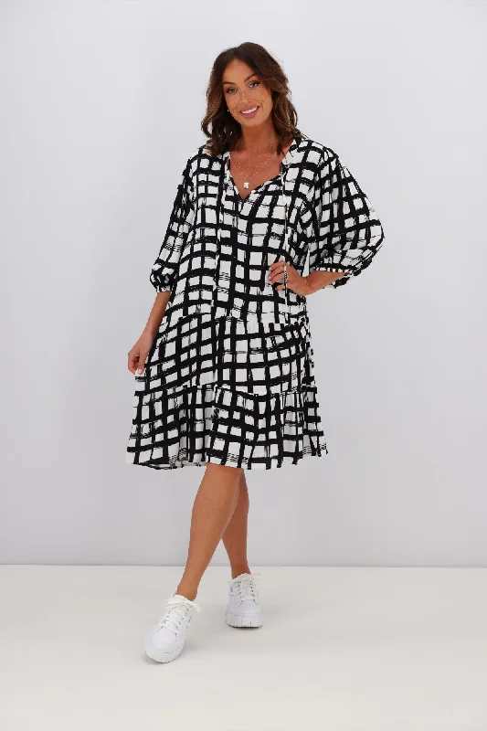 Premium Fashion New U Collection Brandy 3/4 Sleeve Dress Black