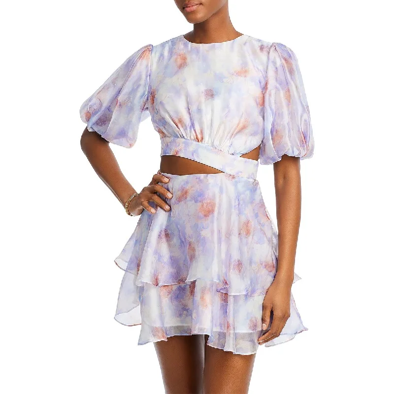 Women's Luxury Garments Bardot Womens Maia Cut-Out Tiered Fit & Flare Dress