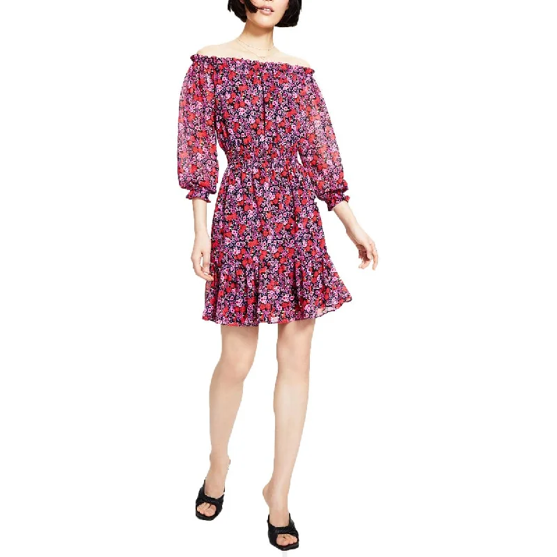 Rocker Chic Fashion Bar III Womens Chiffon Short Fit & Flare Dress