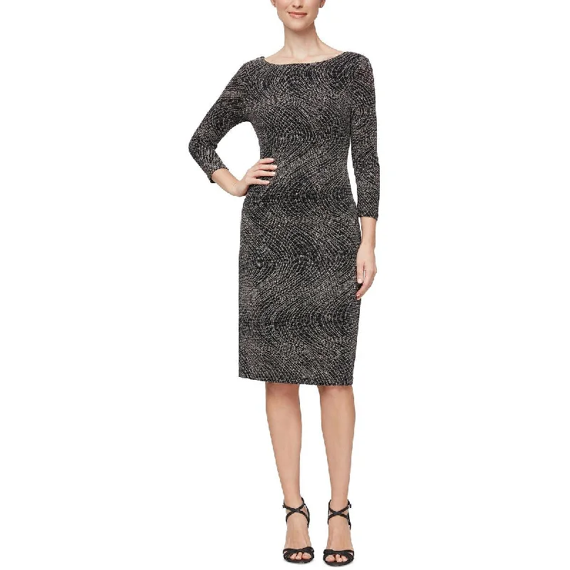 Sales Clothes SLNY Womens Metallic Boatneck Sheath Dress