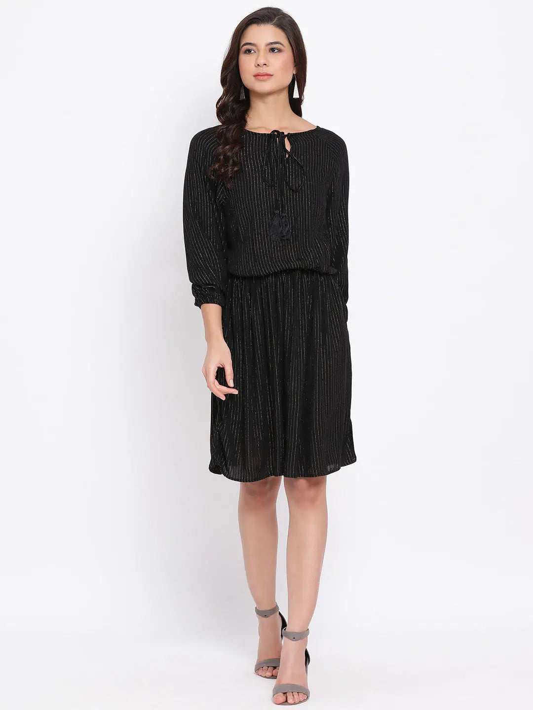 Chic Women's Clothing Online Black Claudia Women lurex stripe Dress
