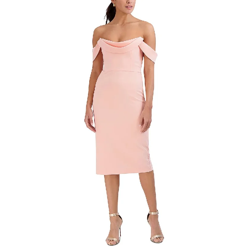 Everyday Women's Fashion Trends Laundry by Shelli Segal Womens Scuba Off-The-Shoulder Sheath Dress