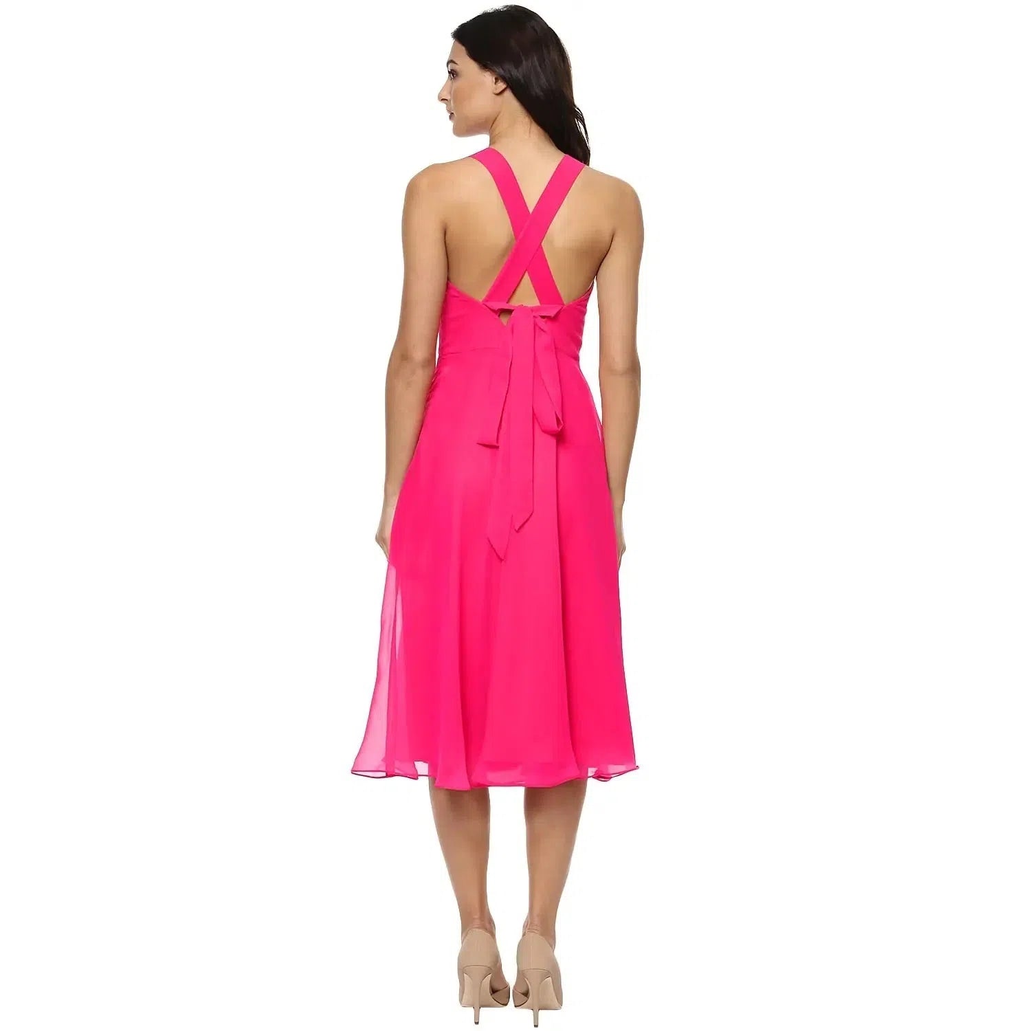 Woman Clothing Backless tie up Dress in Pink