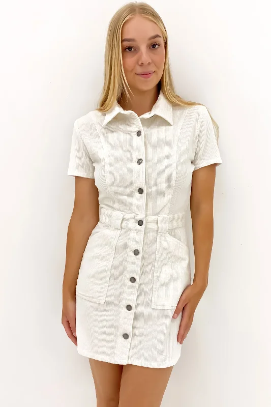 Women's Sporty Chic Clothes Nadia Cord Dress Vintage White