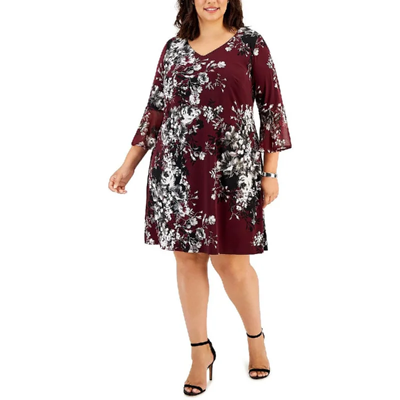 Elegant Women's Clothing Online Connected Apparel Womens Plus Printed Mini Fit & Flare Dress