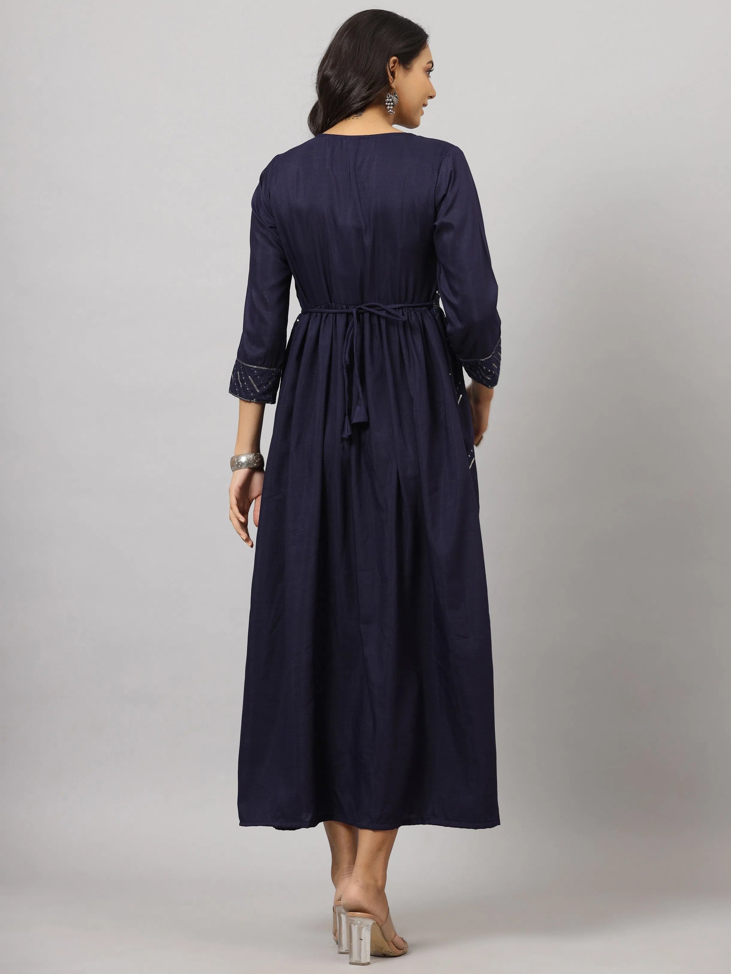Women Fashion Juniper Women's Navy Festive Printed Flared Dress