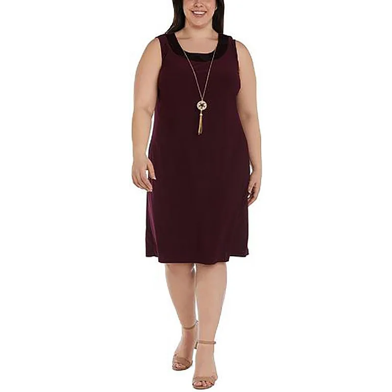 Online Boutiques Affordable R&M Richards Womens Plus Contrast Trim  Sheath Dress