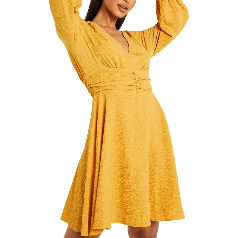Modern Women's Wardrobe Essentials Quiz Womens Scuba Stretch V-Neck Mini Fit & Flare Dress