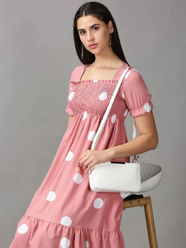 Women's Charming Outfit For Events Women's Purple Printed Fit and Flare Dress-ARN-6618-Mauve