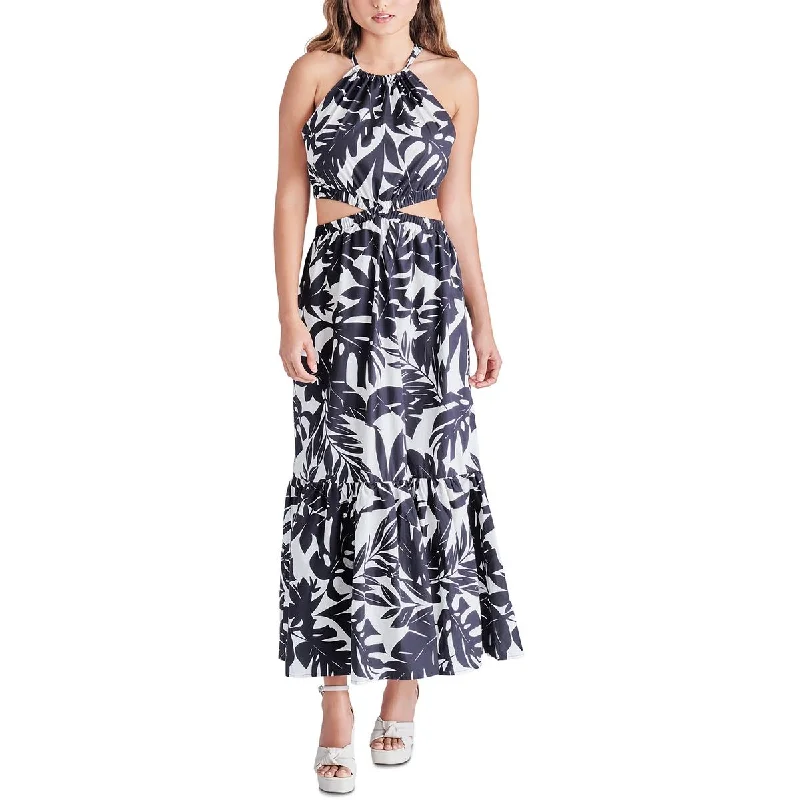 Comfy Women's Outfits for Daily Wear Steve Madden Womens Jules Halter Neck Ankle Length Sheath Dress