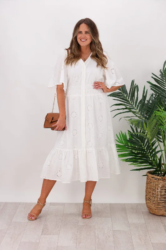 Women's Clothing For Travel Betty Basics Broderie Dress White