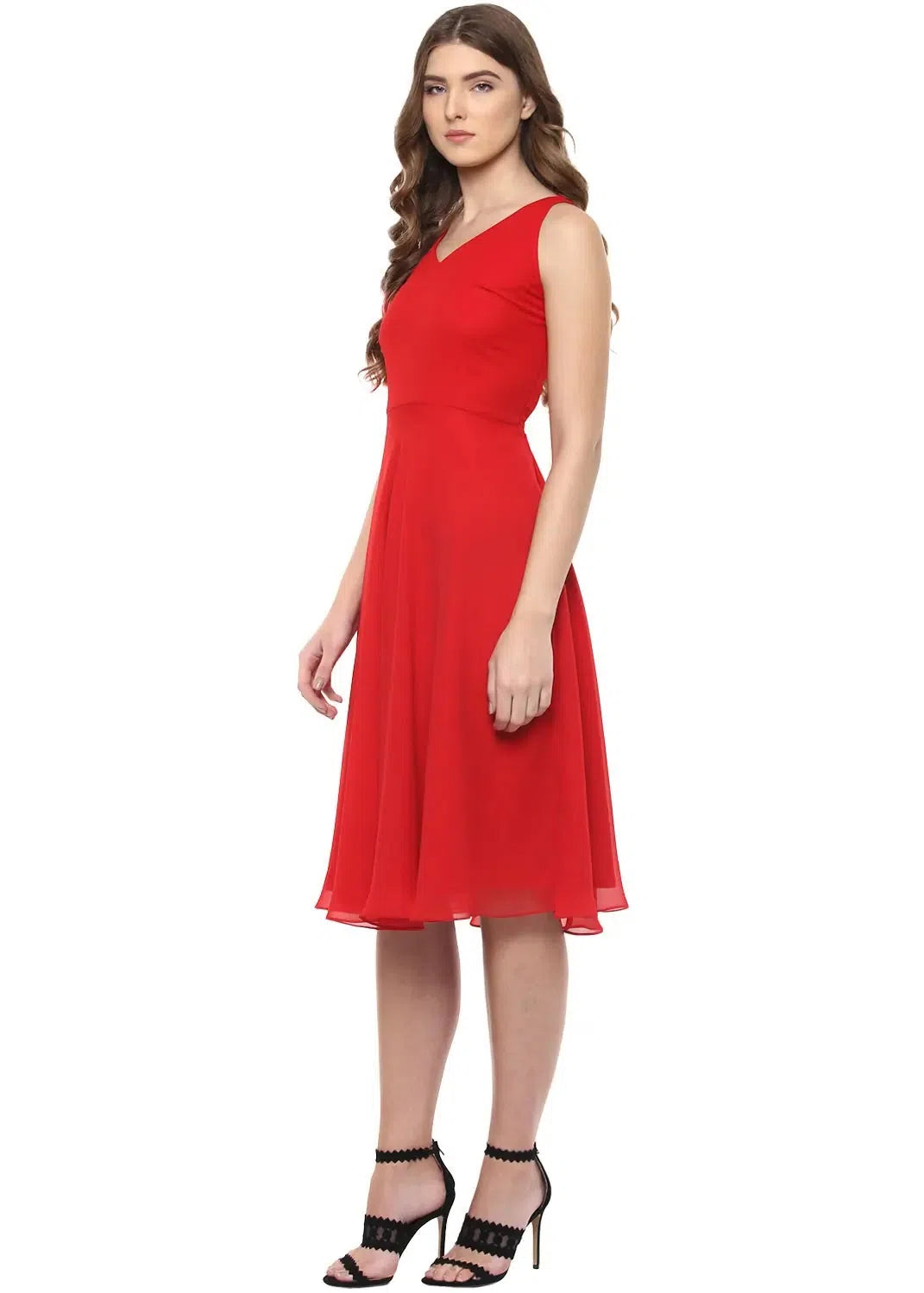 Chic Women's Clothing for Work and Travel Backless tie up Dress in Red