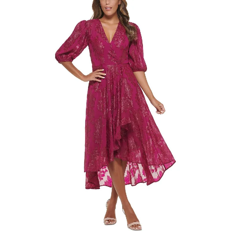 Comfortable Casual Women's Clothing Calvin Klein Womens Embroidered Metallic Fit & Flare Dress