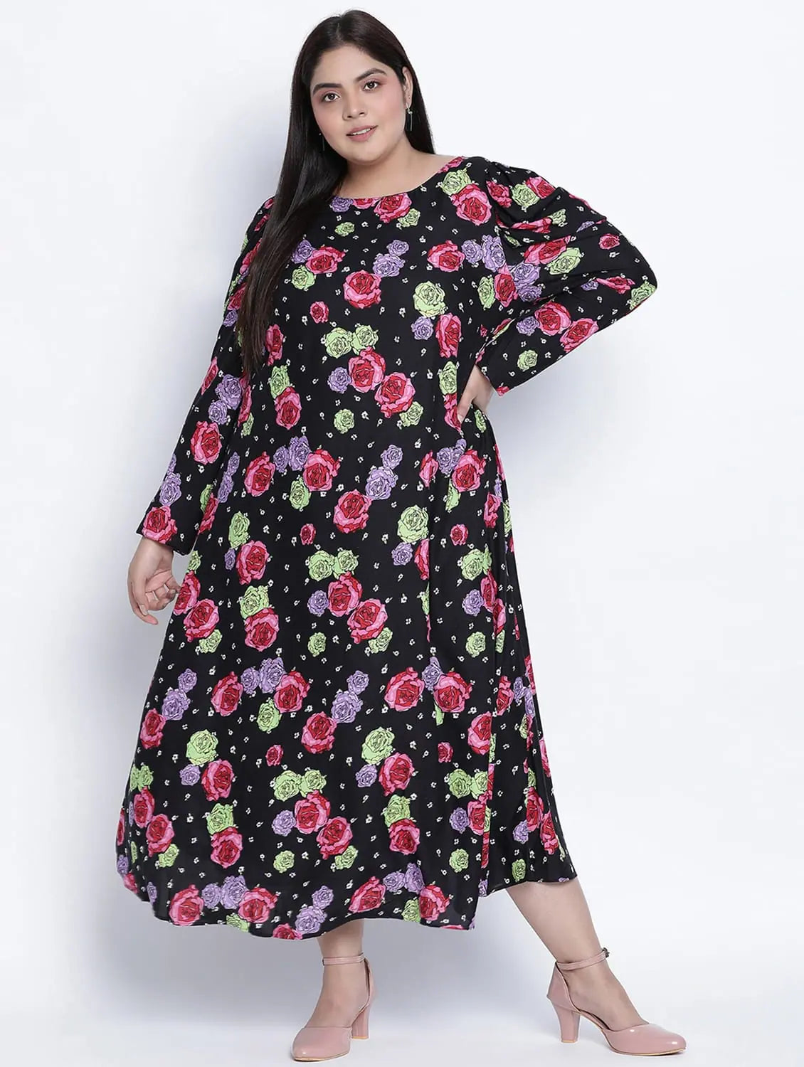 Tailored Clothing For Women Maddlic Floristic Plus Size Dress