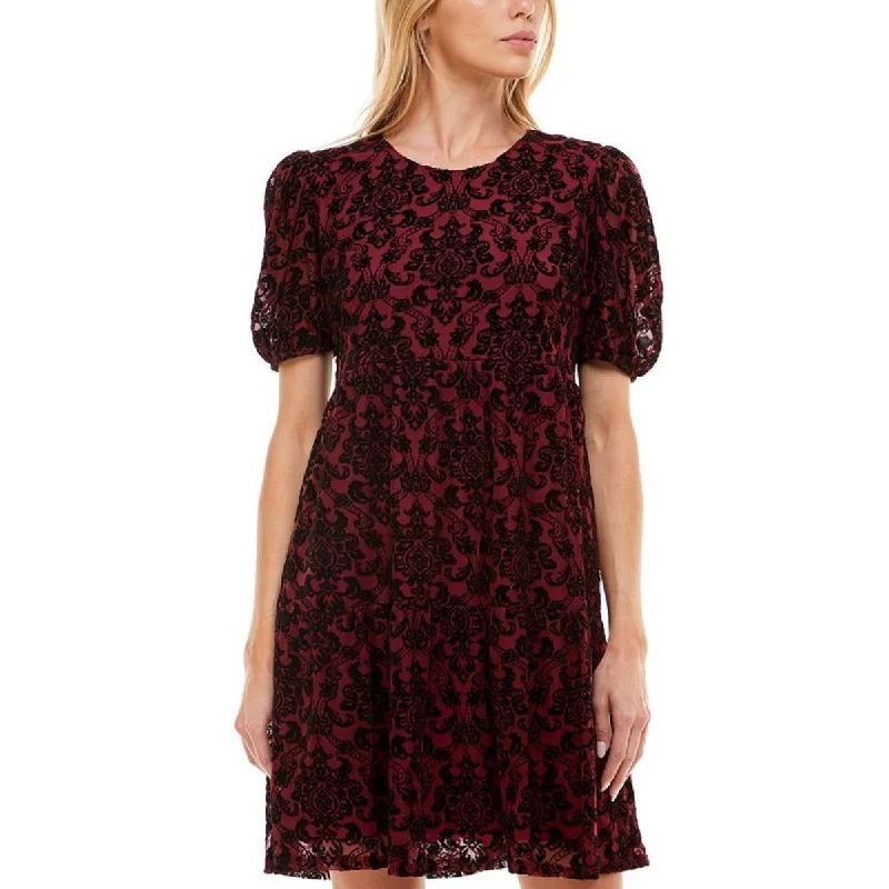 Affordable Women's Clothing Speechless Womens Juniors Velvet Mini Babydoll Dress