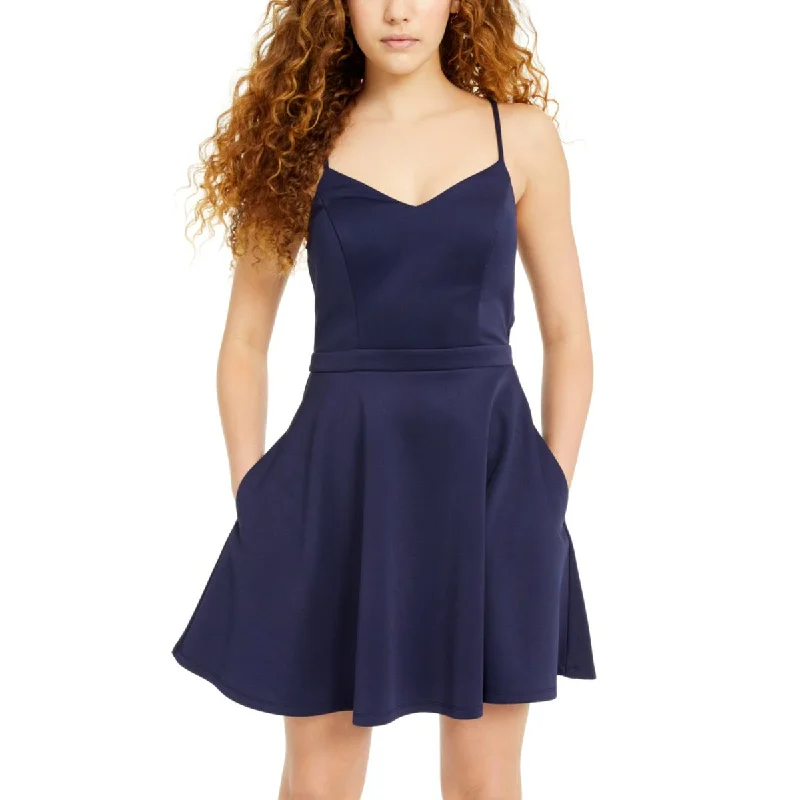 Comfortable Casual Wear City Studios Womens Juniors Bow Back Scuba Fit & Flare Dress