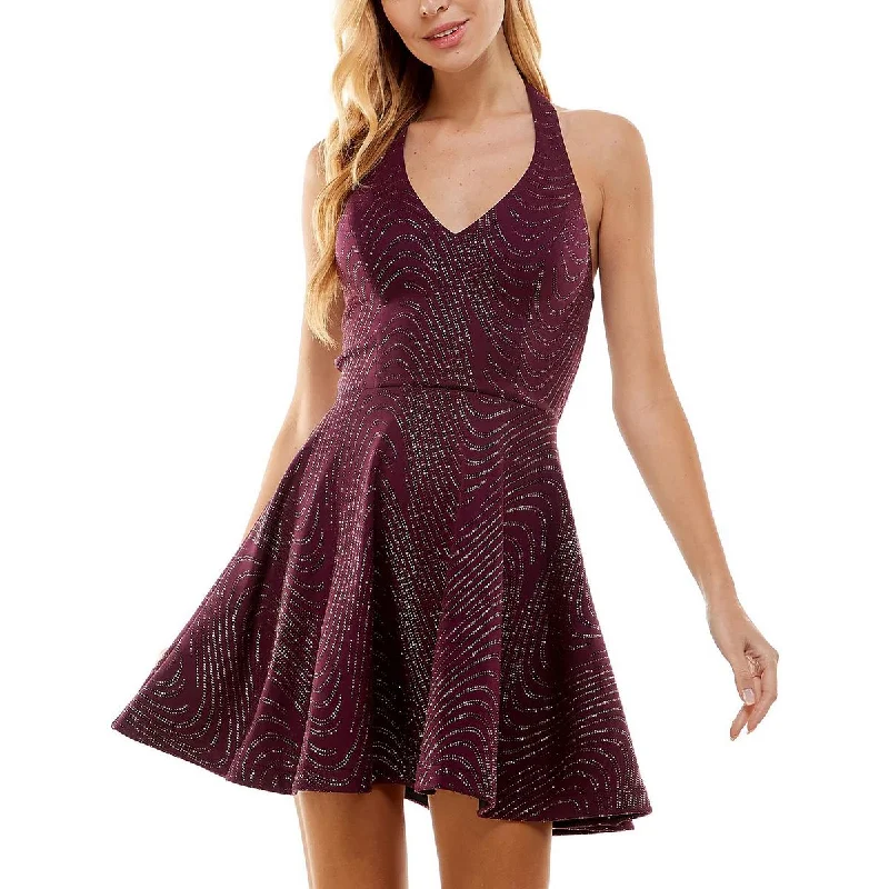 Women's Trendy Clothing City Studios Womens Juniors Backless Mini Halter Dress