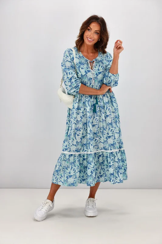 Women's Functional Outdoor Garments Peacock Feather Mahale Dress Blue