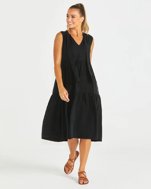 Colorful Clothing Sass Seville Tiered Dress Black